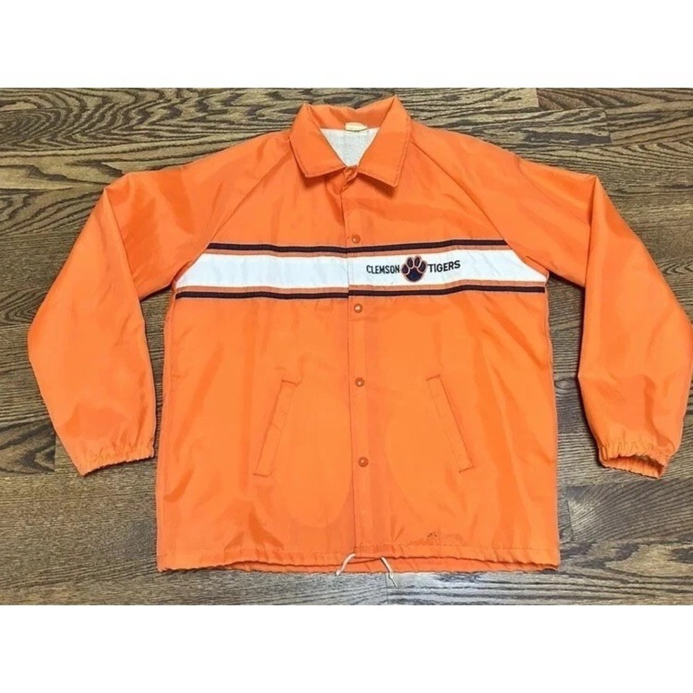 Vintage 80's Clemson Tigers Chalkline Snap Front Lined Jacket Size Large